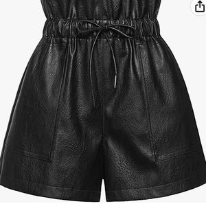 QIANXIZHAN Women's Leather Shorts, Faux High Waisted Wide Leg Sexy Shorts